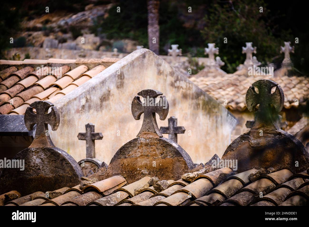 Cimitero comunale Andratx, Maiorca, Isole Baleari, Spagna Foto Stock