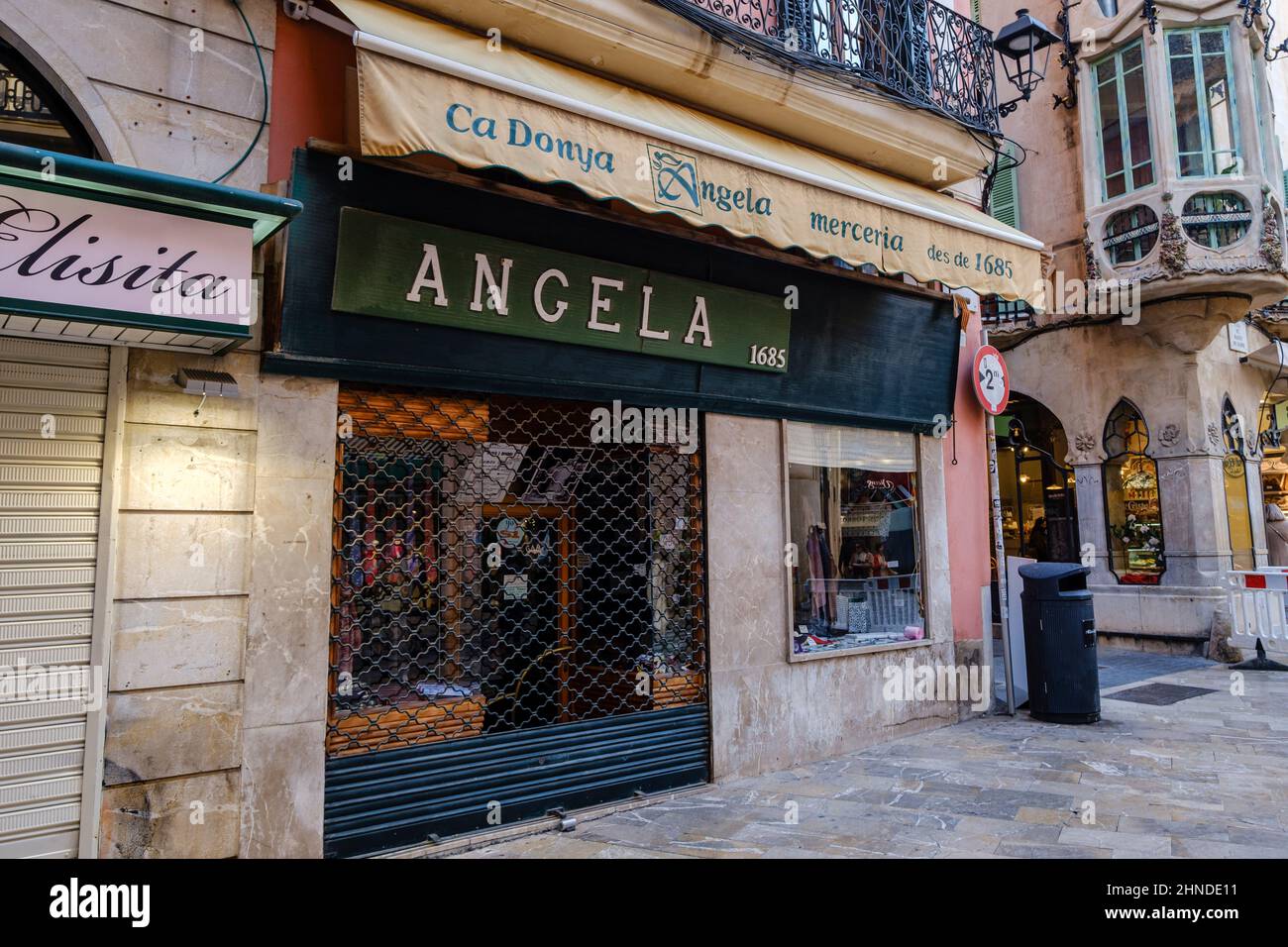 Angela Haberdashery, fondata nel 1685, Palma, Maiorca, Isole Baleari, Spagna Foto Stock