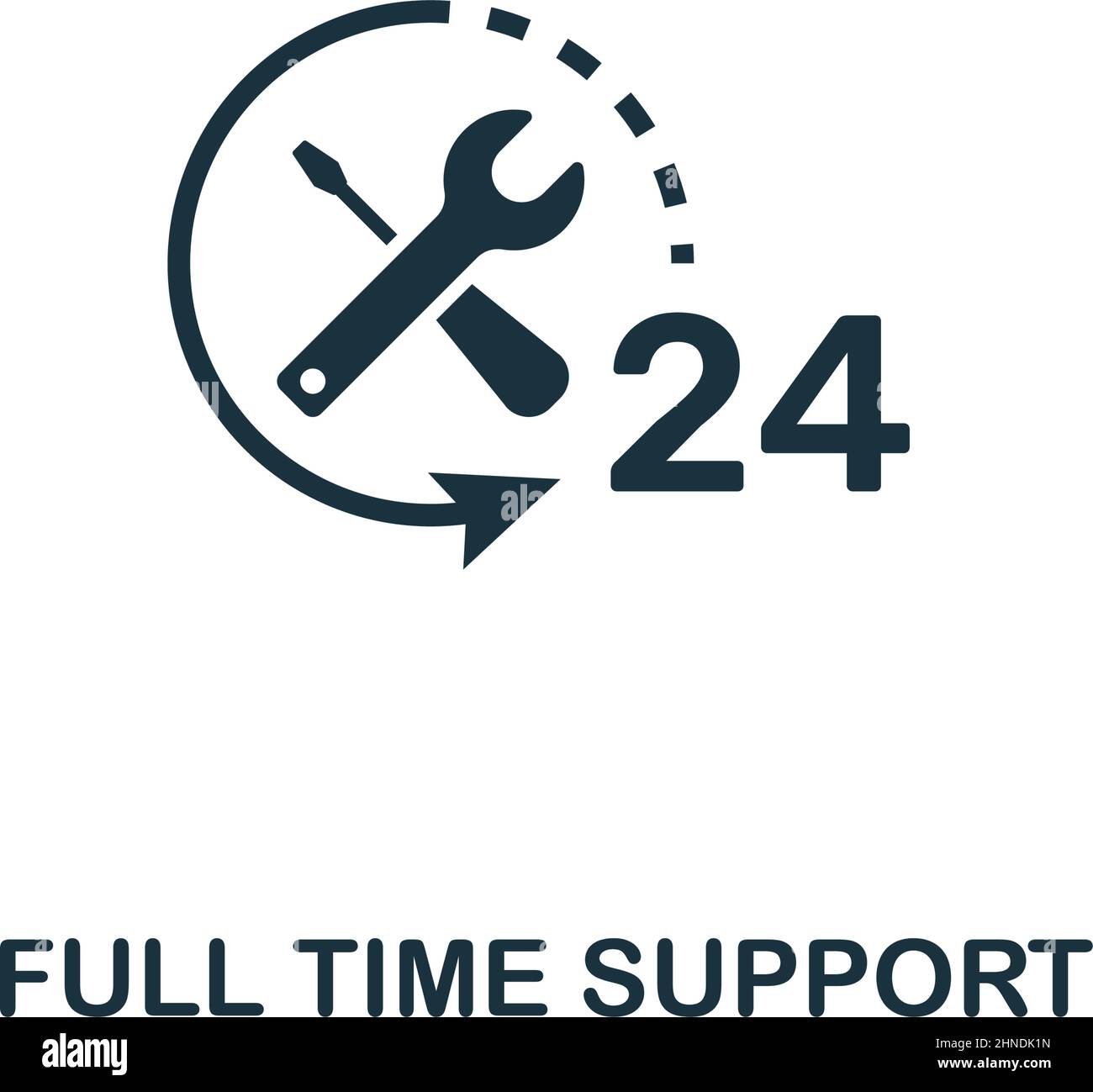 Icona supporto a tempo pieno. Design di stile premium dalla collezione di icone web hosting. Icona pixel Perfect Full Time Support per web design, applicazioni e software Illustrazione Vettoriale