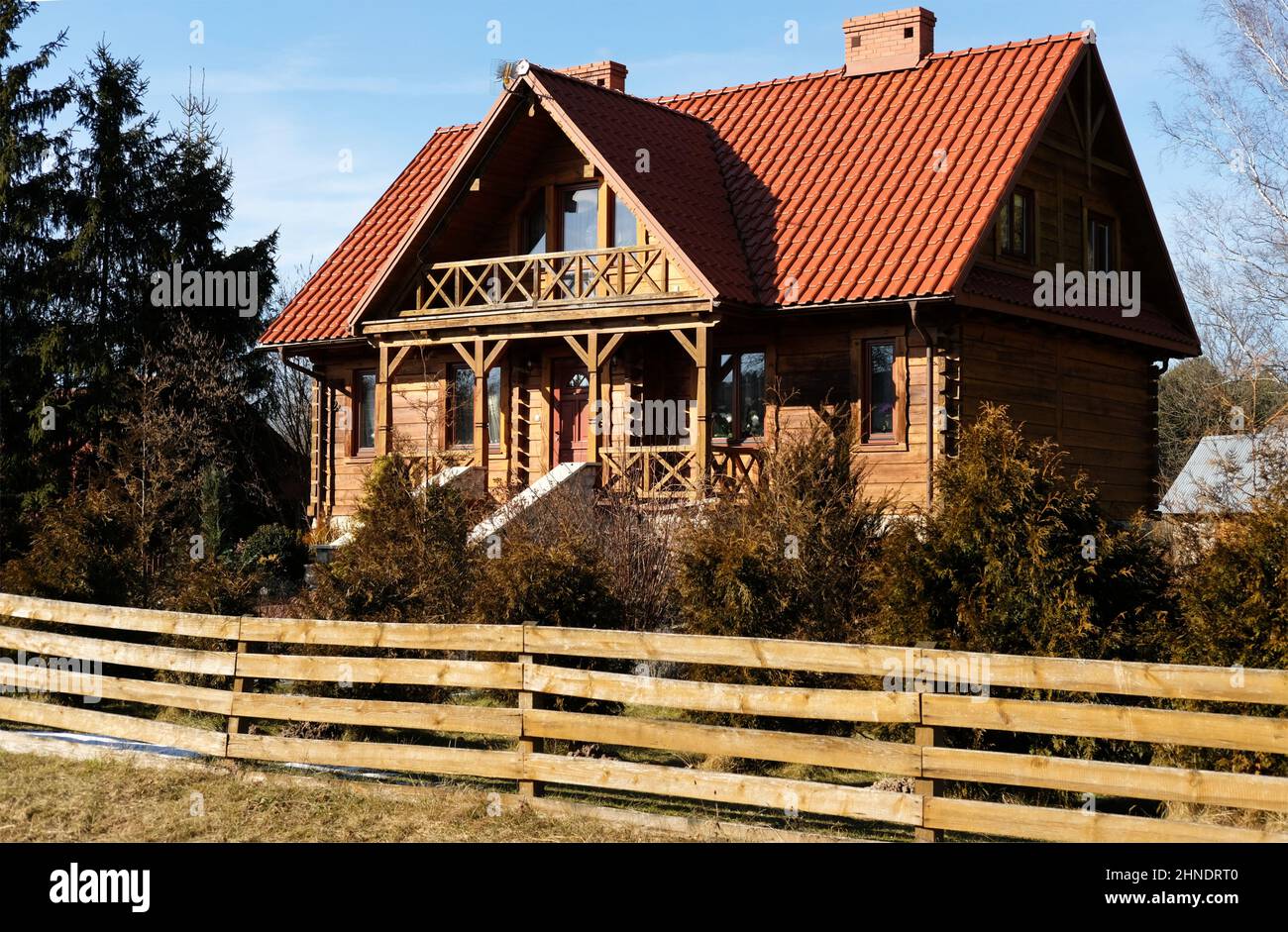 Albergo reale a Roztocze, Polonia - confortevole e moderna cabina di legno Foto Stock