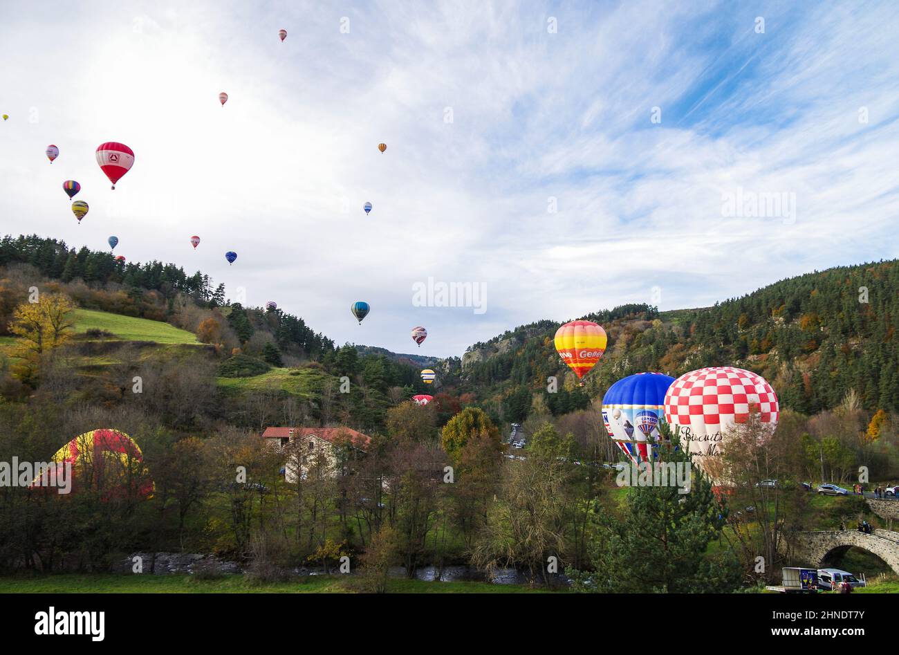 Europa, Francia, Auvergne, Puy en Velay , 32° Festival Internazionale delle mongolfiere, 2014 Foto Stock
