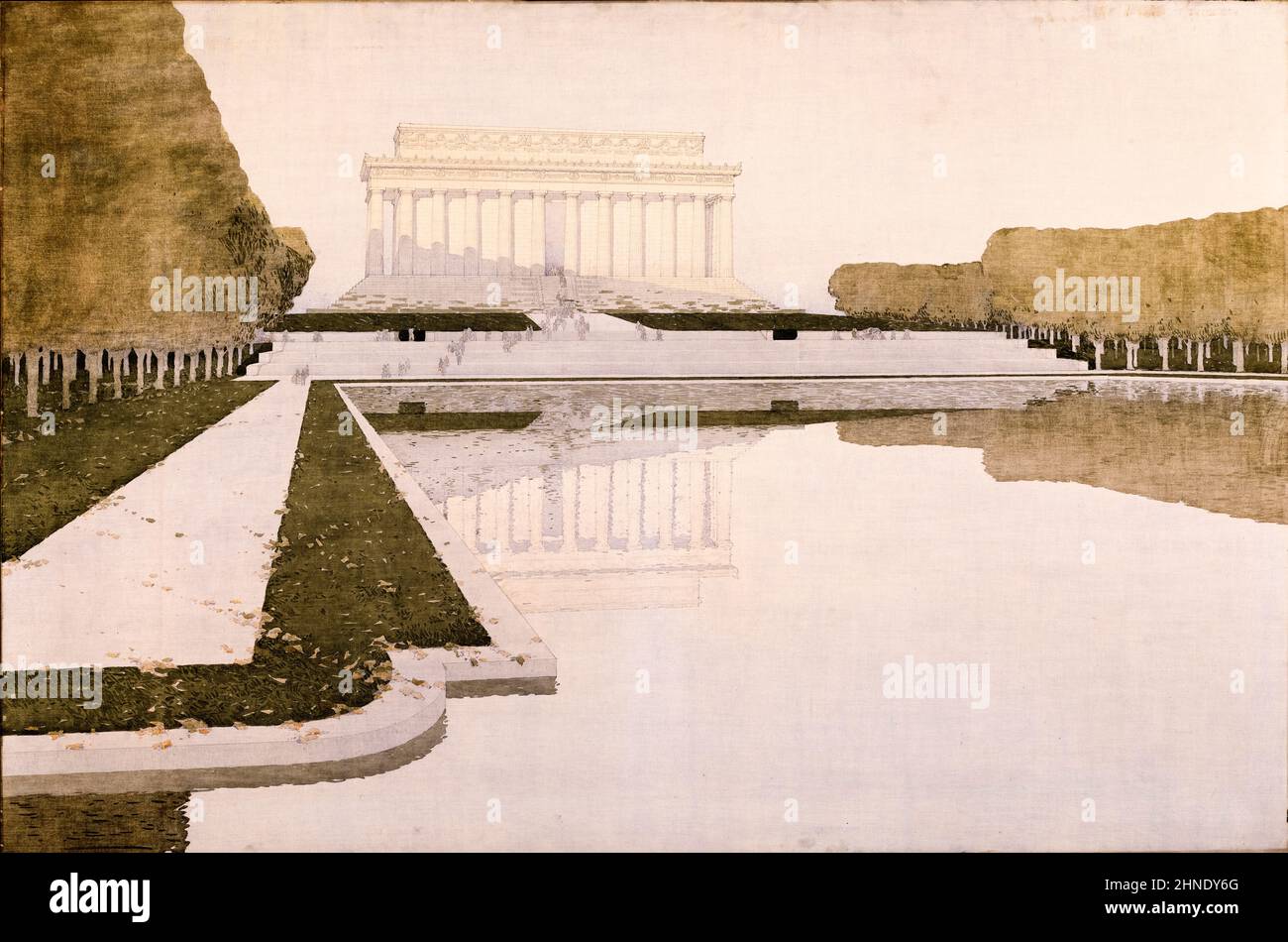 Henry Bacon, Lincoln Memorial, pittura, acquerello e matita su lino, 1933-1943 Foto Stock