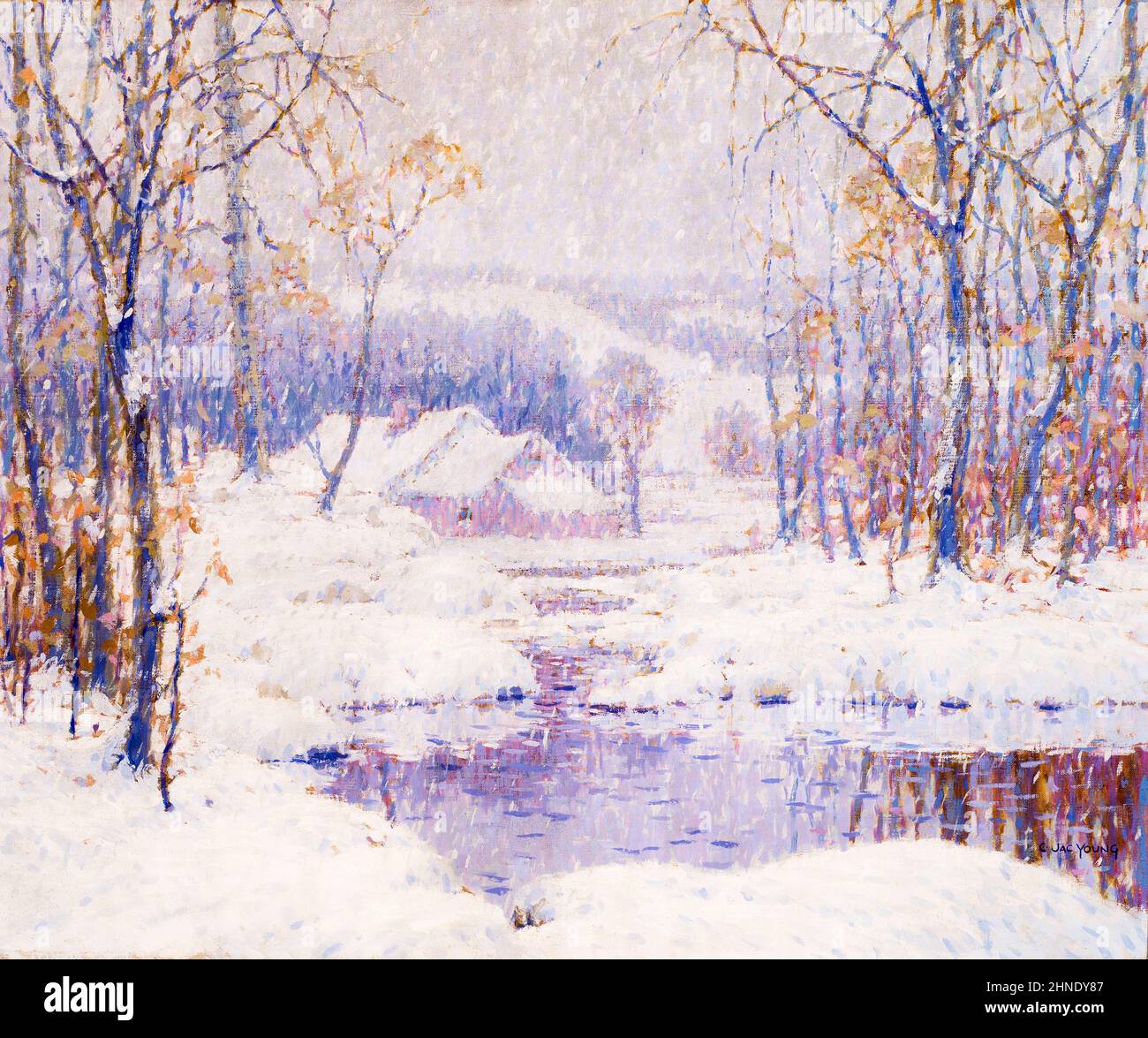 C Jac Young, magia invernale, pittura paesaggistica, olio su lino, 1933-1934 Foto Stock