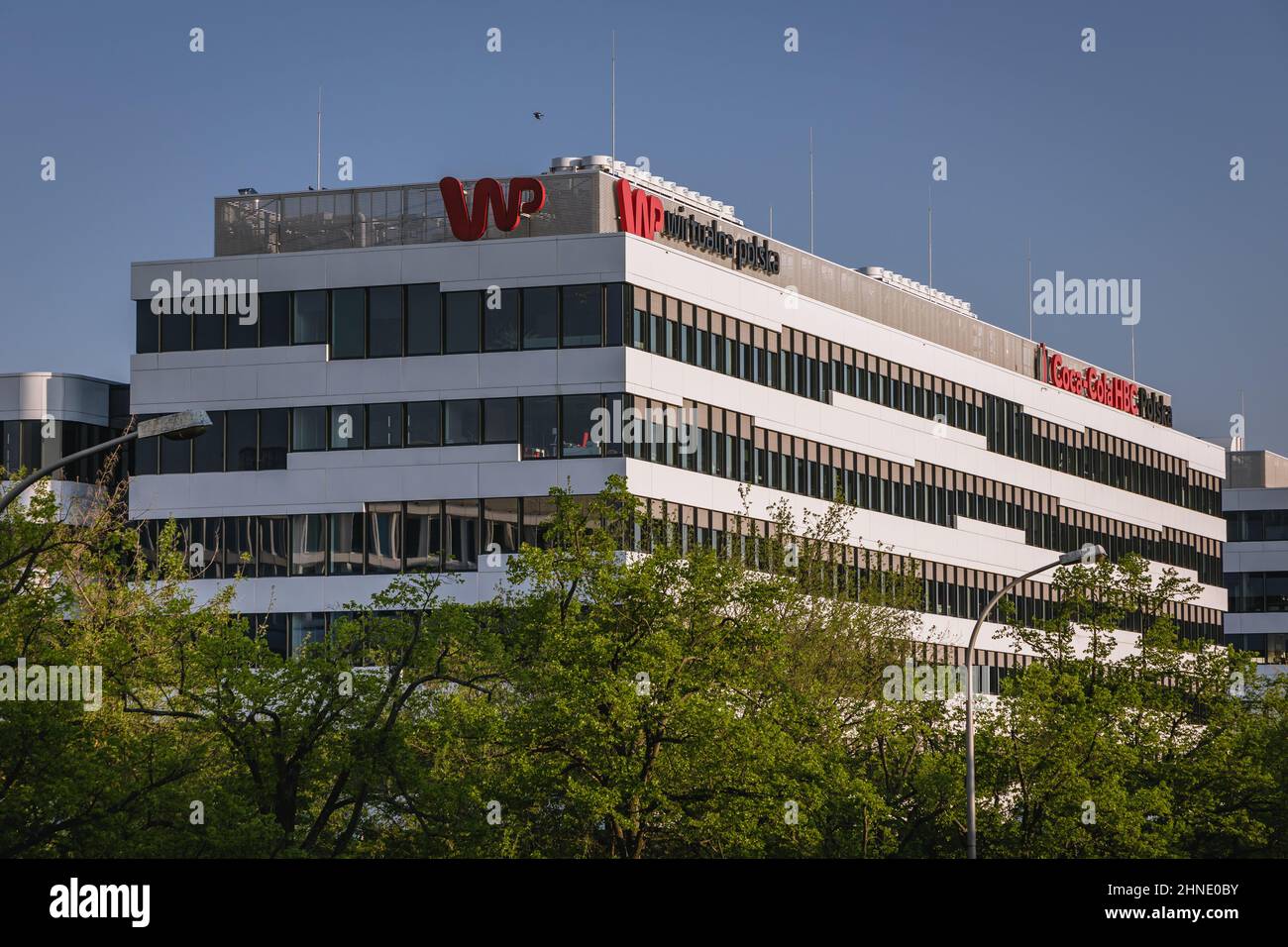 Sede centrale del portale orizzontale Wirtualna Polska del WP Group a Varsavia, capitale della Polonia Foto Stock