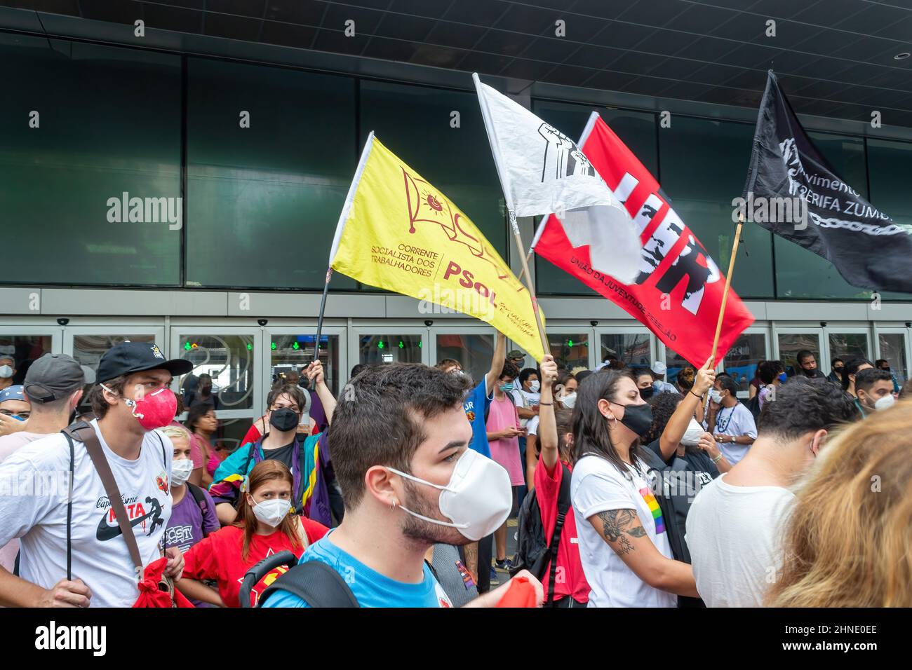 Black Lives Matter protesta a Nitreoi, Rio de Janeiro, Brasile - 15 febbraio 2022 Foto Stock