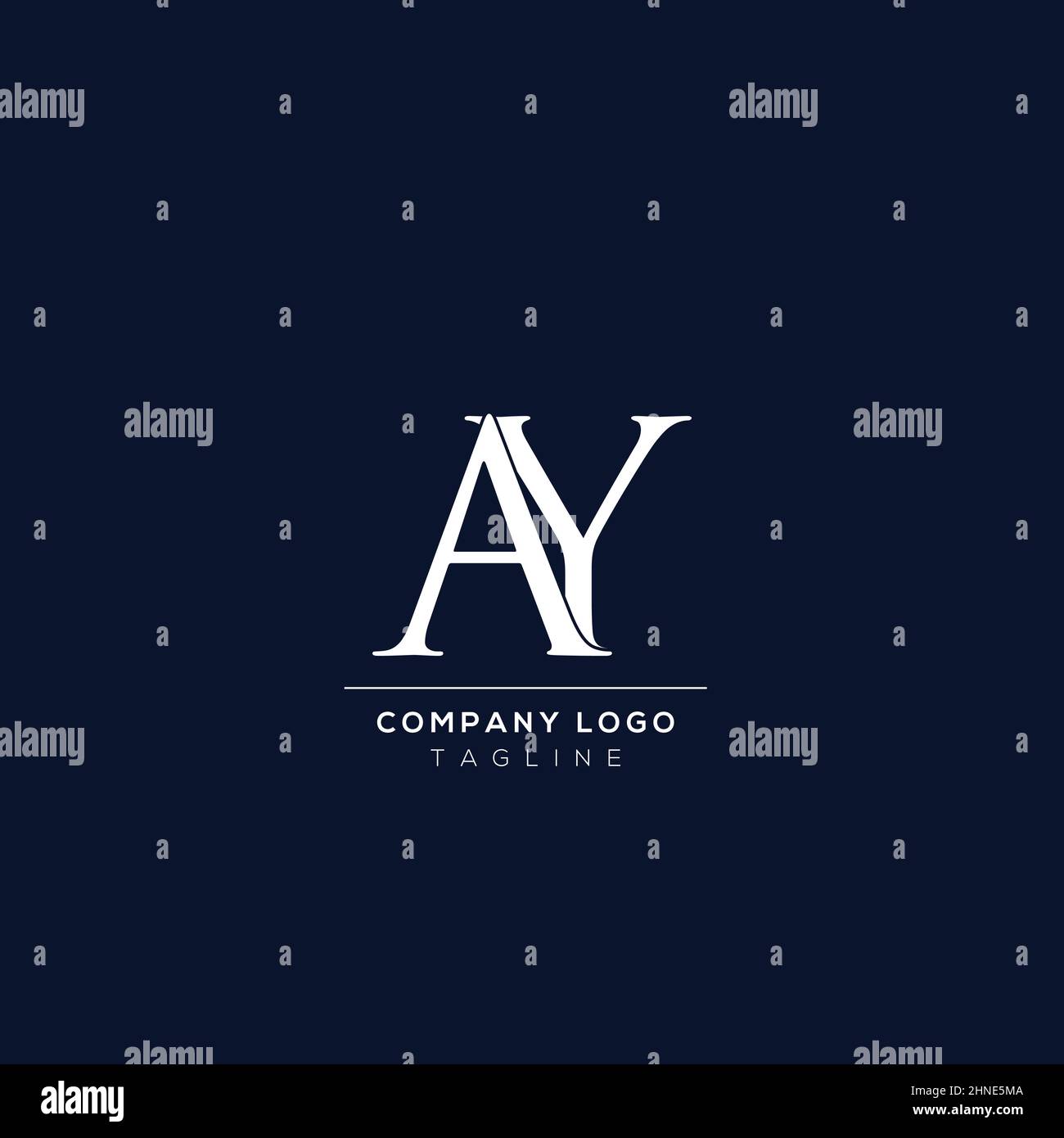 Modello creativo con logo AY in lettere minimal. Illustrazione Vettoriale