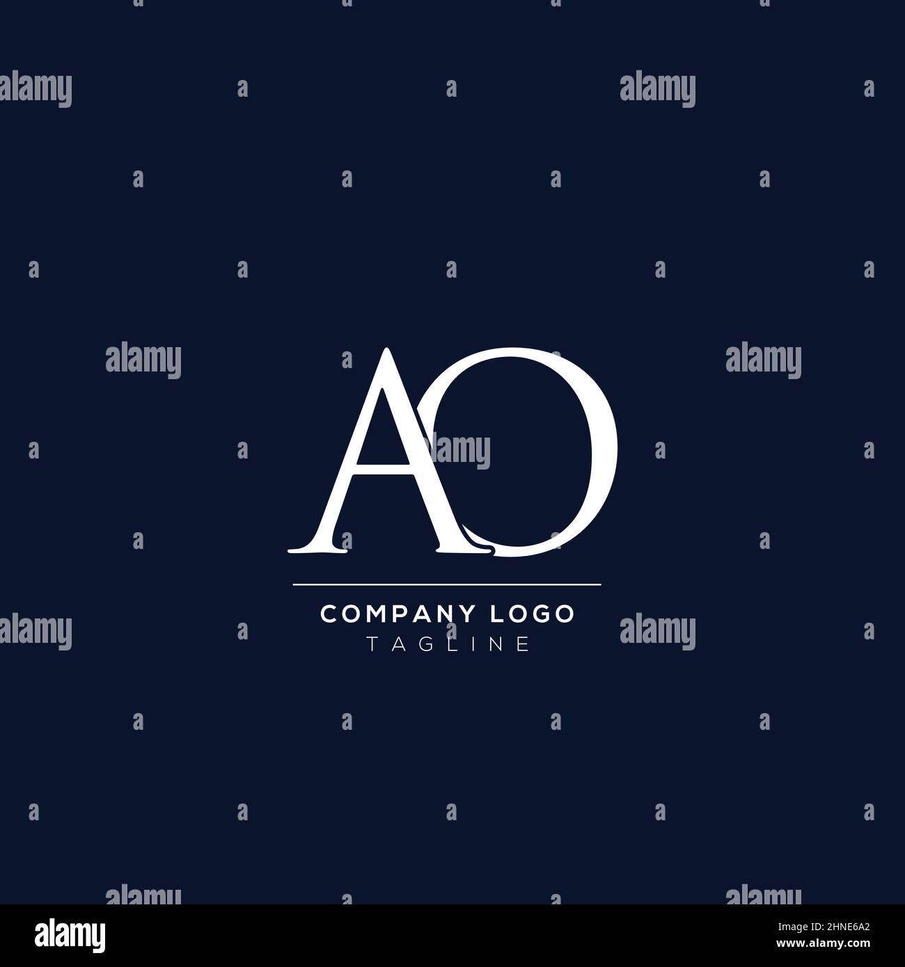 Modello creativo con logo AO in lettere minimal. Illustrazione Vettoriale