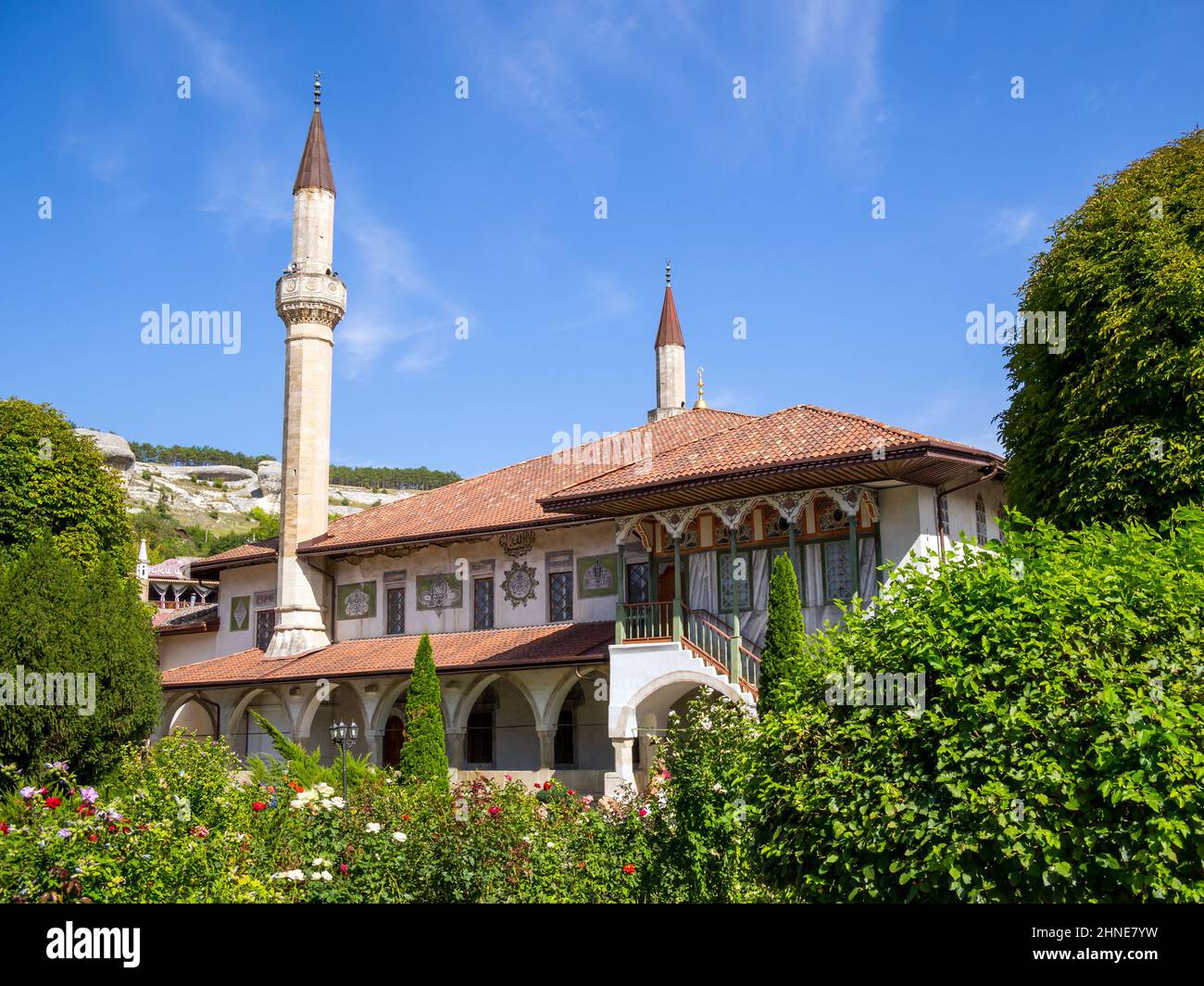 Bahchisaraj, Russia - 18 settembre 2020: Vista della Grande Moschea di Khan, Palazzo di Khan, Bakhchisarai, Crimea Foto Stock