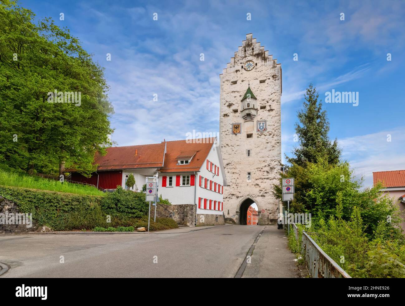 Torre del cancello superiore (Obertor) a Ravensburg, Swabia superiore, Germania Foto Stock