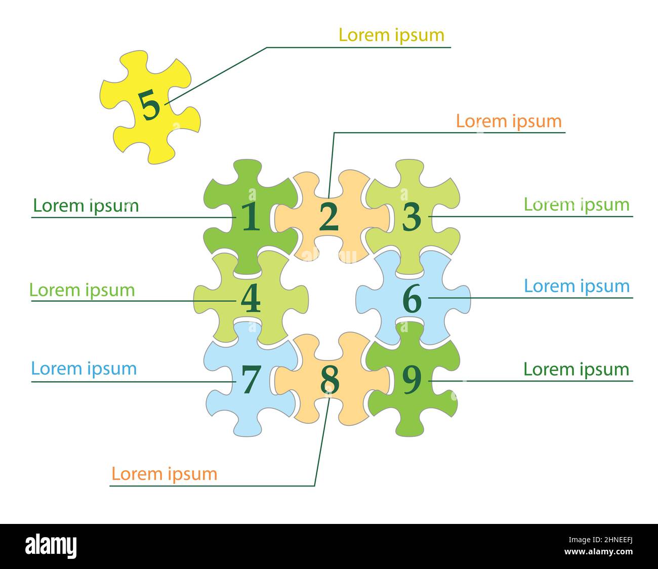 puzzle colorati infografica come modello di business - vettore Illustrazione Vettoriale
