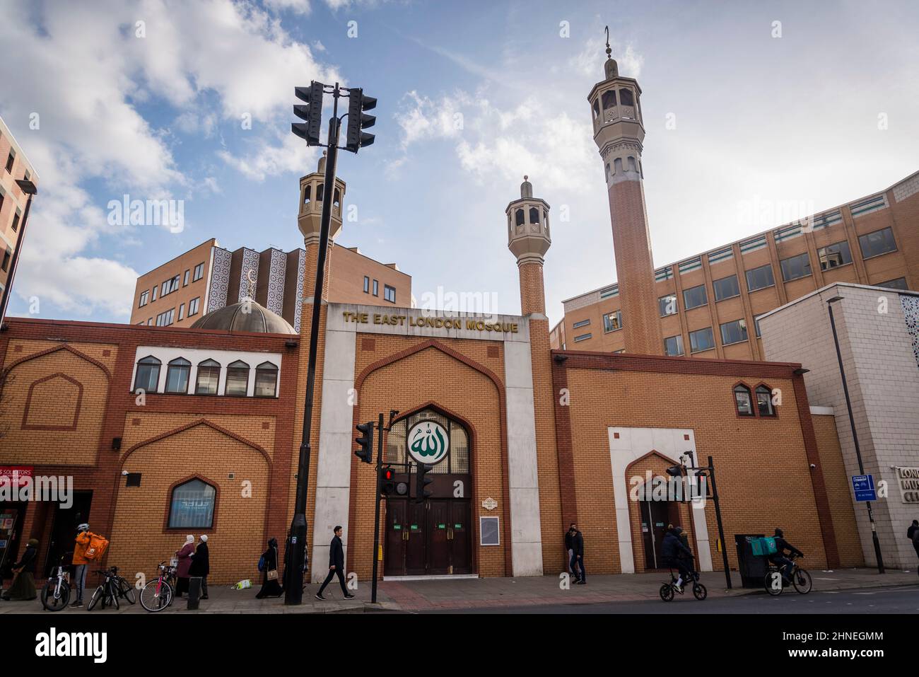 East London Mosque, Built in1985, Whitechapel Road, Tower Hamlets, Londra, REGNO UNITO Foto Stock