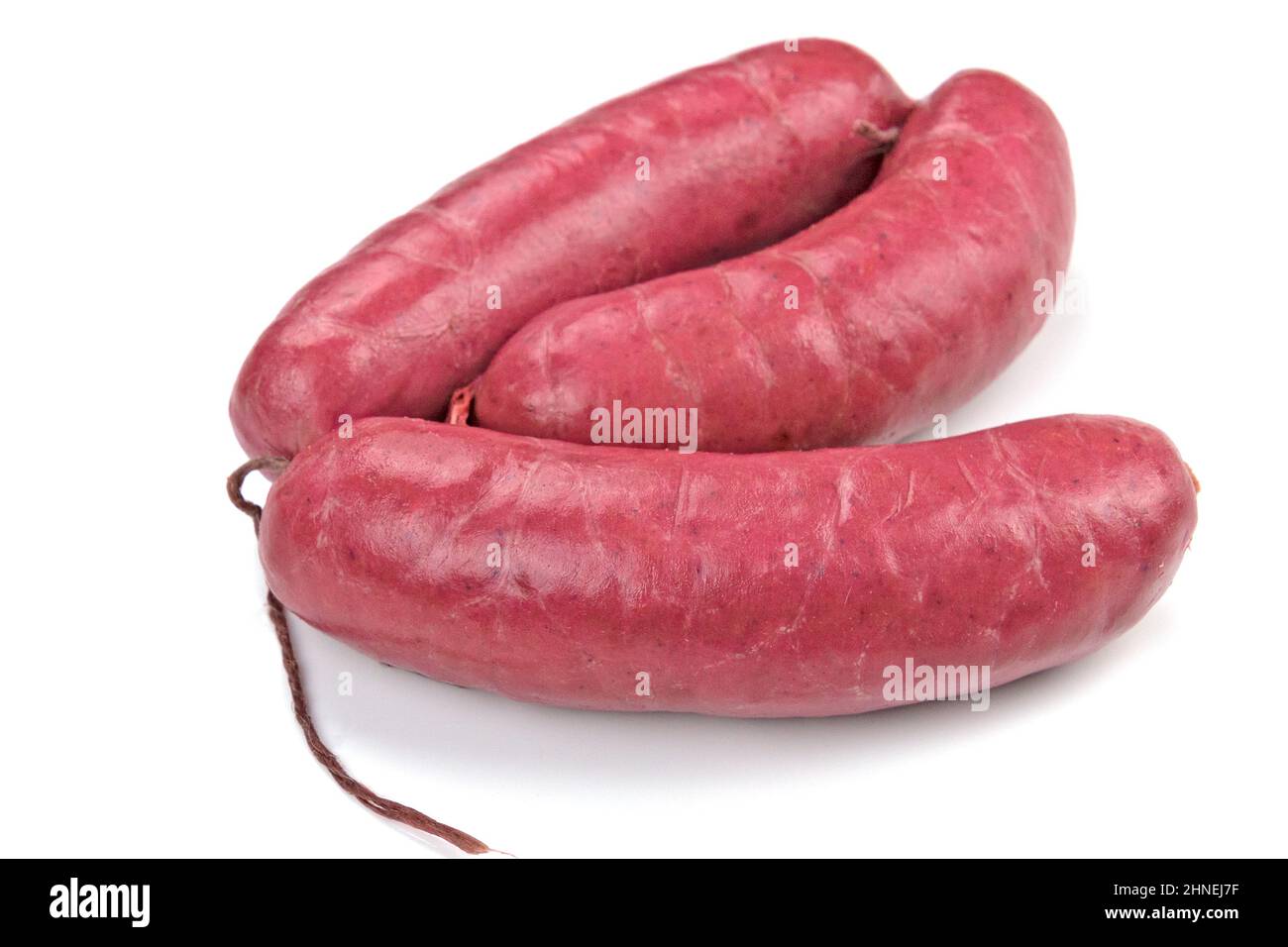 salsiccia di cavallo intero isolato su sfondo bianco Foto Stock