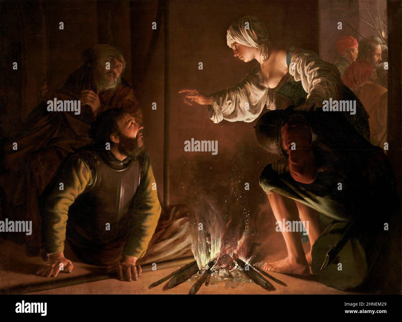 Il Denial di San Pietro di Hendrick ter Brugghen (1588-1629), olio su tela, 1626/29 Foto Stock