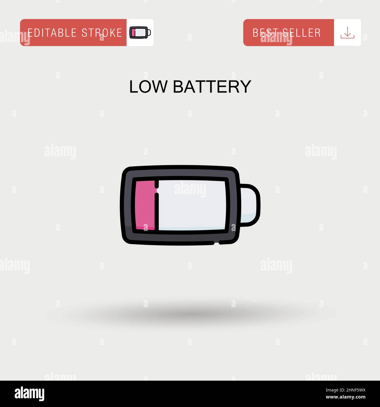 Icona vettoriale semplice batteria scarica. Illustrazione Vettoriale