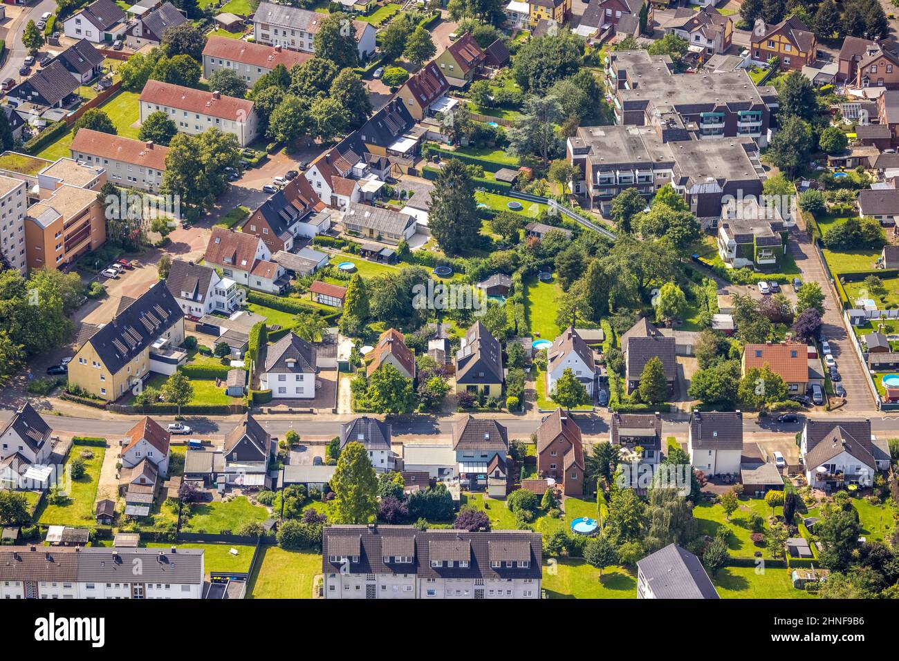 Veduta aerea, Seniorenzentrum Bönen in una proprietà immobiliare a Borgholz, Bönen, zona della Ruhr, Renania settentrionale-Vestfalia, Germania, la casa degli anziani, la casa degli anziani Foto Stock