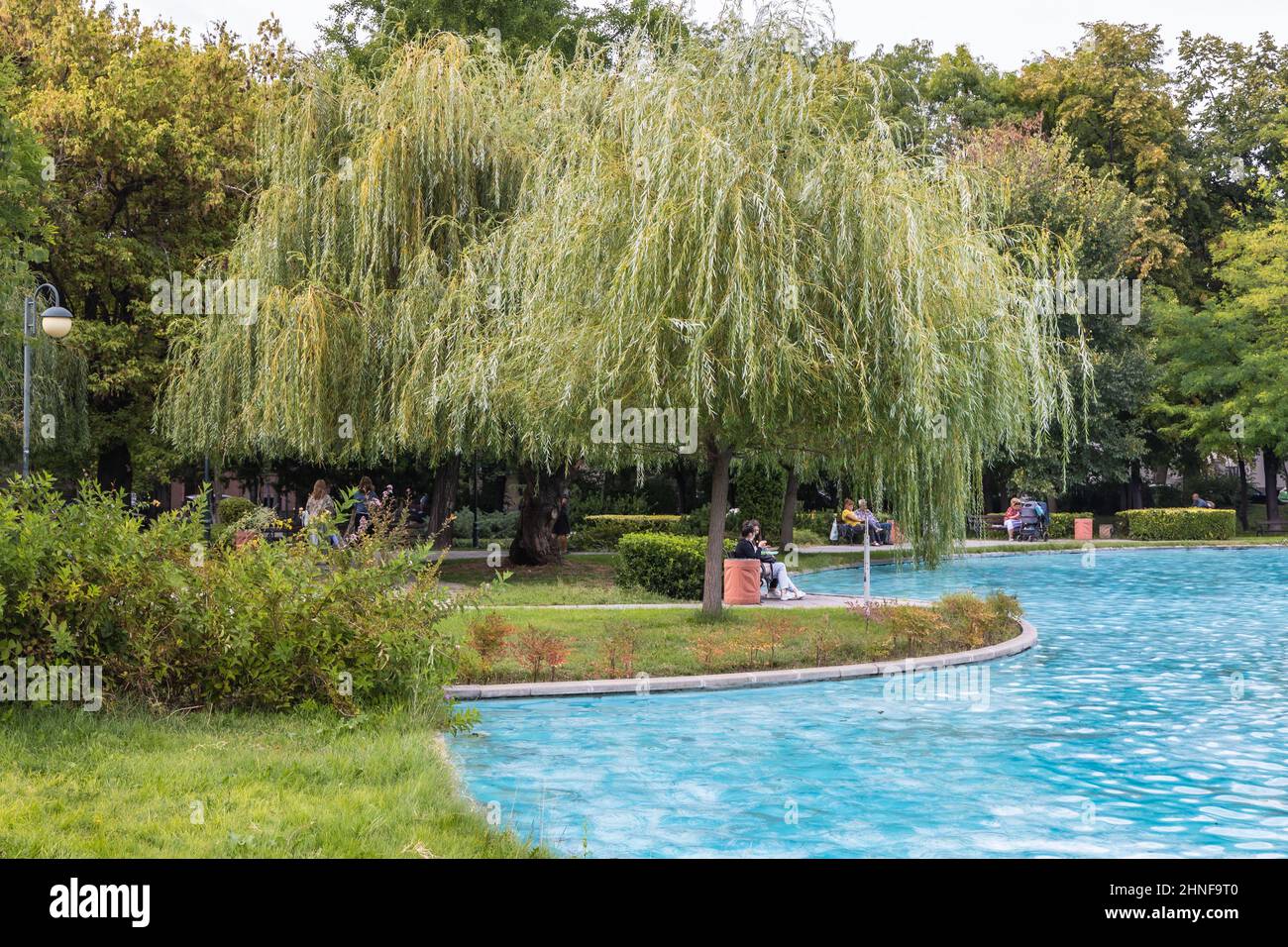 Fontane cantanti nel parco Tsar Simeon, città di Plovdiv, capitale della provincia di Plovdiv, nel sud-centro della Bulgaria Foto Stock