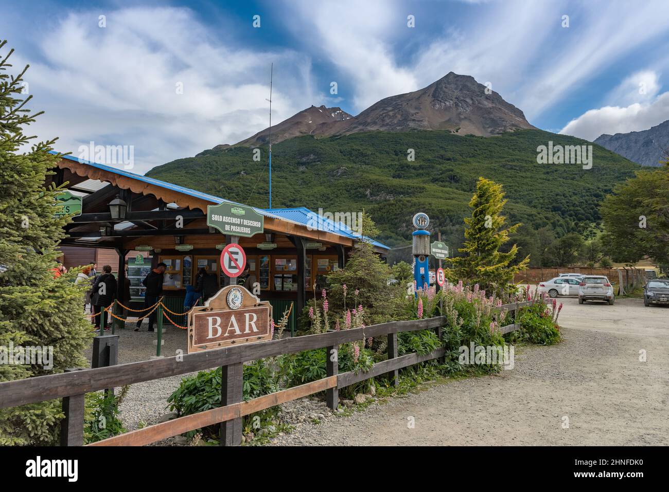 Fine del mondo Stazione ferroviaria, Patagonia, Ushuaia, Argentina Foto Stock