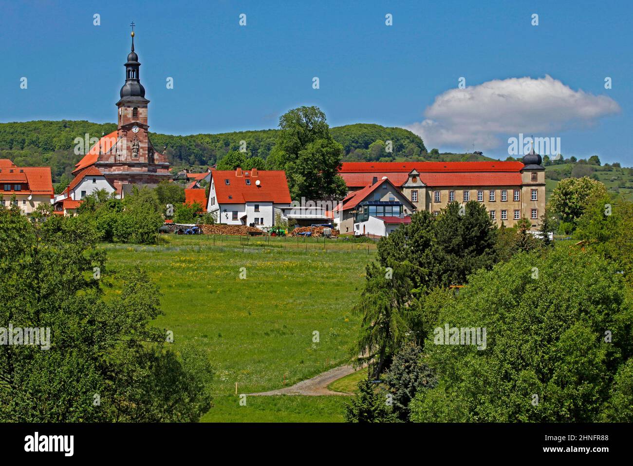 Chiesa dell'Assunzione della Vergine Maria, Propstei Zella, Zella, Rhoen, Wartburgkreis, Turingia, Germania Foto Stock