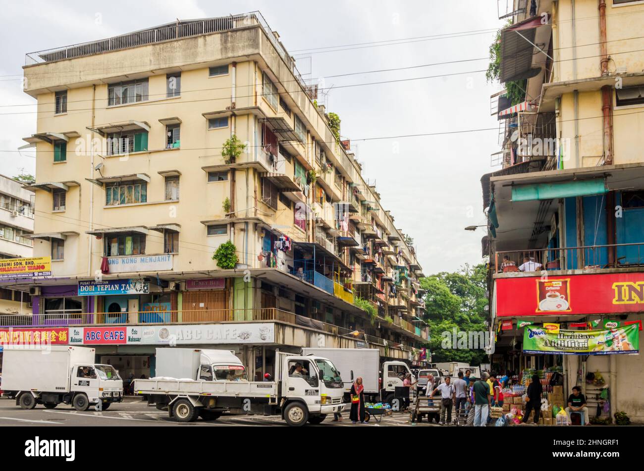 Passeggiare per Sandakan City in una giornata nuvolosa. Foto Stock