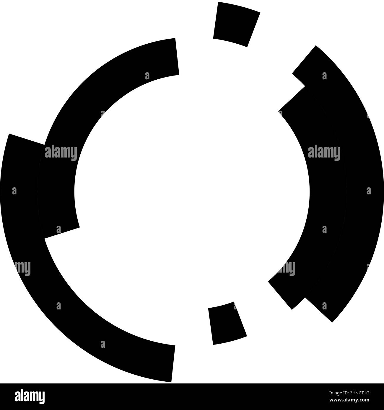 Grafico cerchio astratto. Cerchio geometrico, elemento di design ad anello. Icona circolare, a forma angolare concentrica, simbolo - illustrazione vettoriale di scorta, clip-art Illustrazione Vettoriale