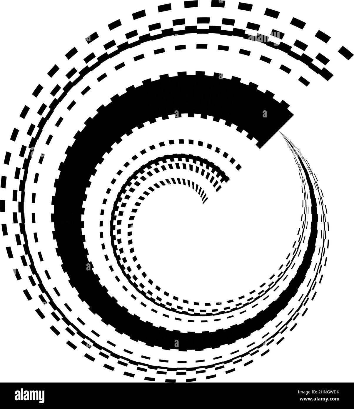 Grafico cerchio astratto. Cerchio geometrico, elemento di design ad anello. Icona circolare, a forma angolare concentrica, simbolo - illustrazione vettoriale di scorta, clip-art Illustrazione Vettoriale