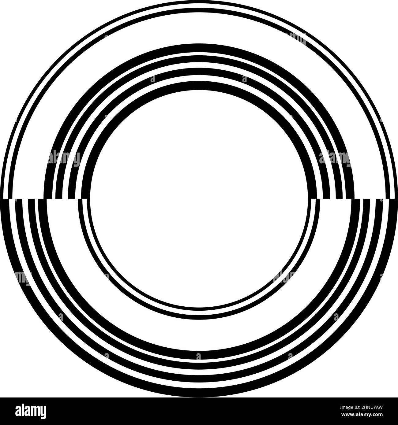 Grafico cerchio astratto. Cerchio geometrico, elemento di design ad anello. Icona circolare, a forma angolare concentrica, simbolo - illustrazione vettoriale di scorta, clip-art Illustrazione Vettoriale