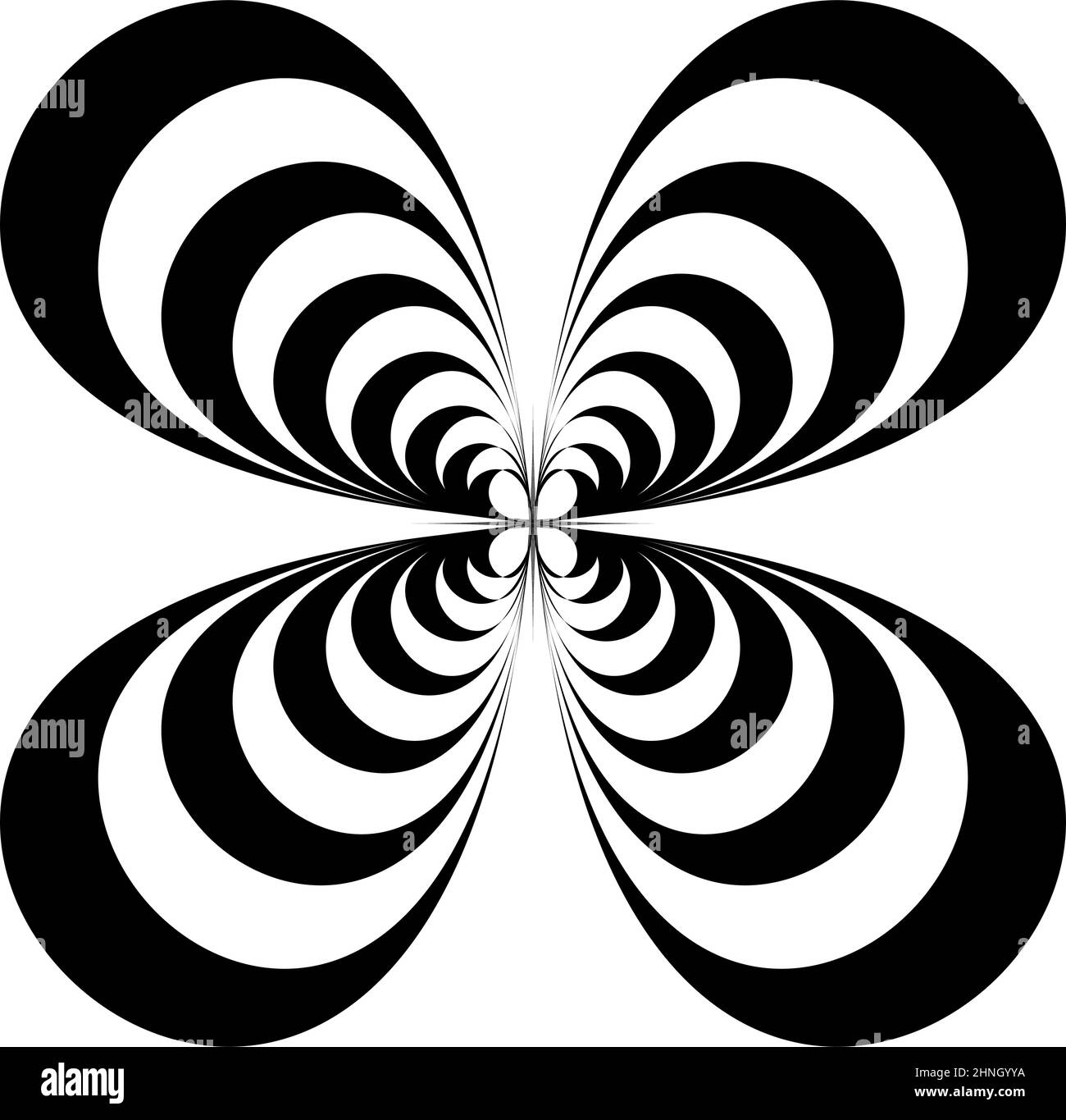 Elementi op-art astratti. Ottica, forme di arte visiva, icone, simboli - illustrazione vettoriale di scorta, grafica clip-art Illustrazione Vettoriale