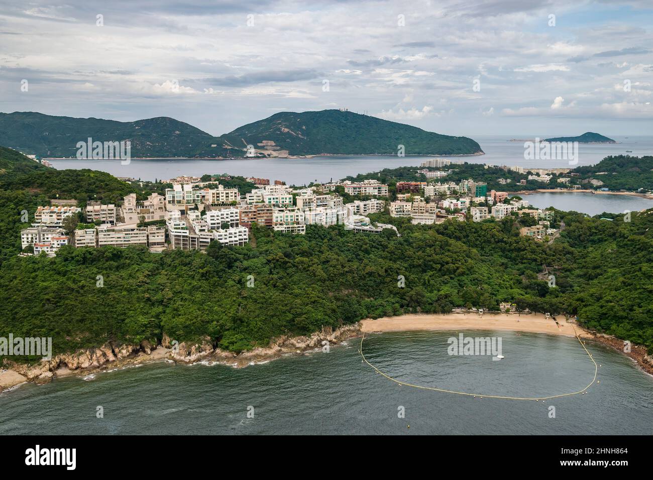 Aereo da elicottero che mostra le case su Chung Hom Kok, Hong Kong Island, 2008 Foto Stock