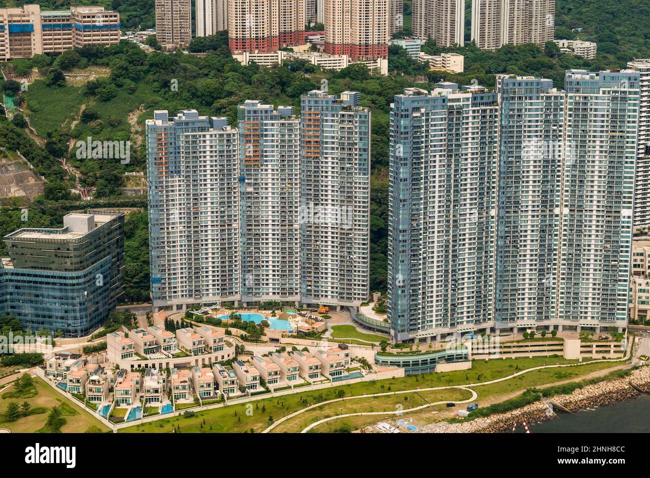 Aereo da elicottero che mostra il Residence Bel-Air e Cyberport, Hong Kong Island, 2008 Foto Stock