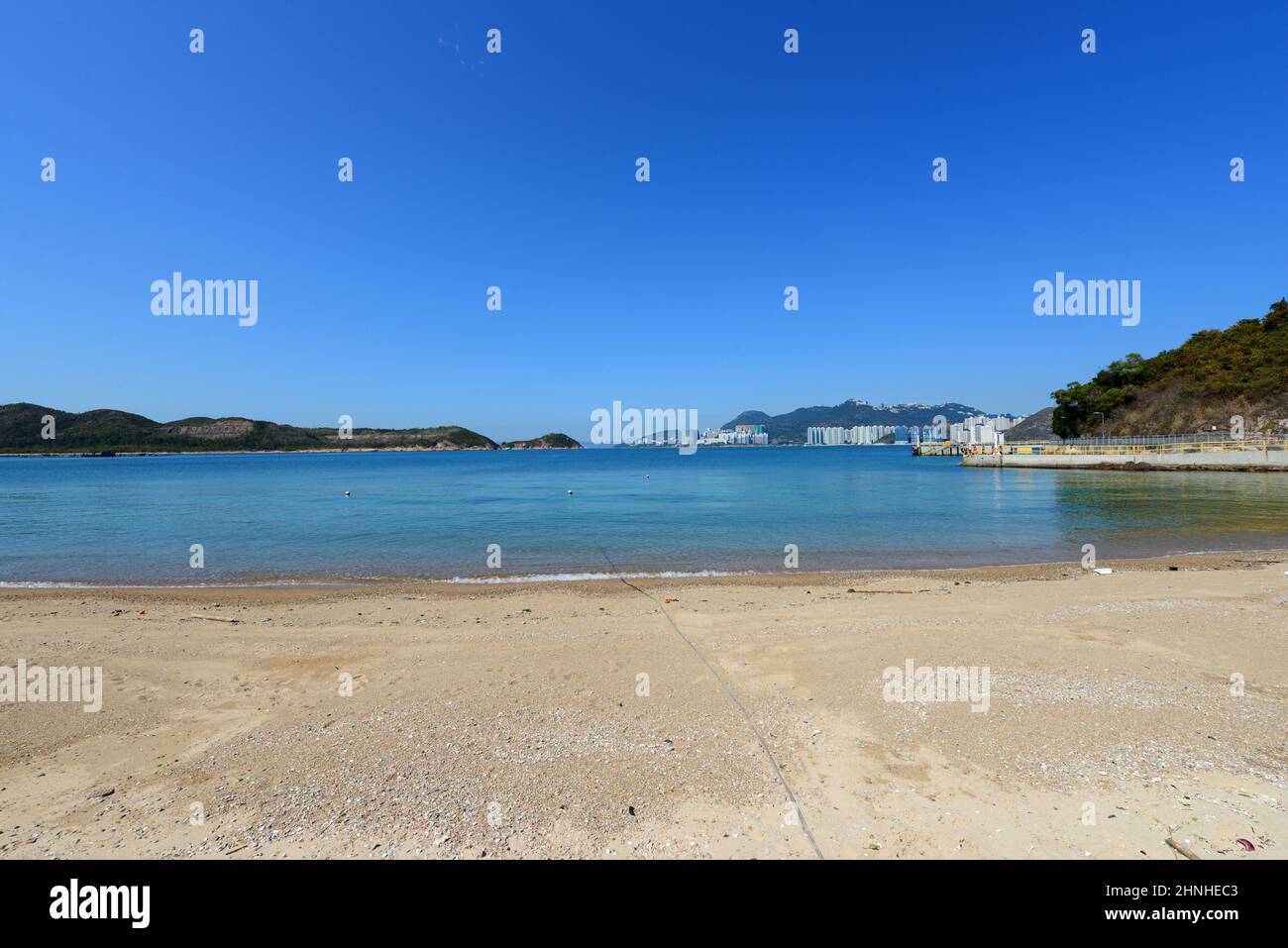 La bellissima spiaggia di Mo Tat, l'isola di Lamma, Hong Kong. Foto Stock