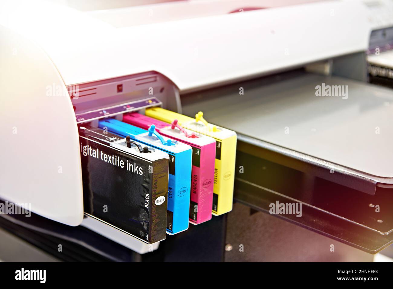 Cartucce a colori per stampanti per tessuti Foto Stock