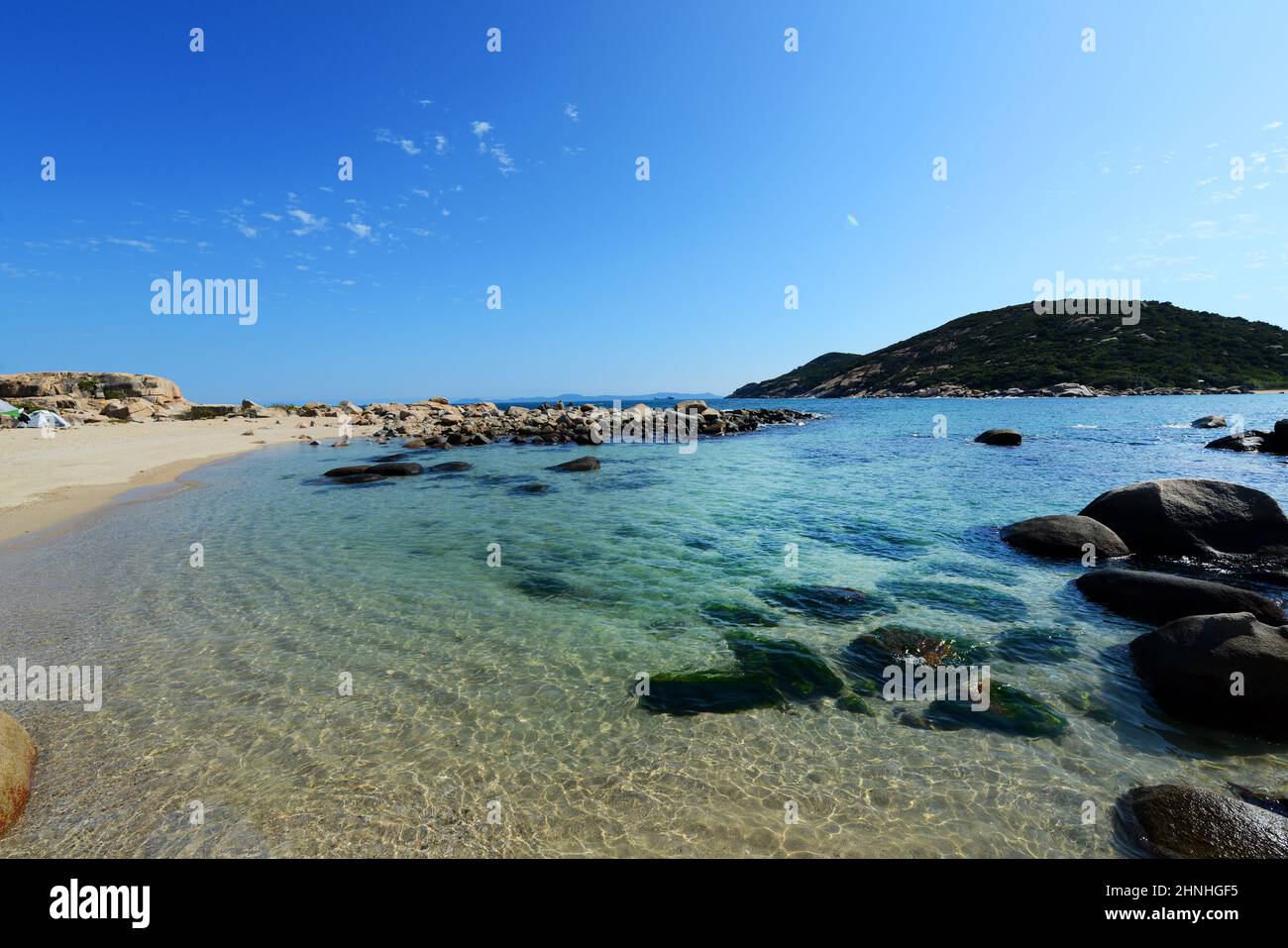 Yung Shue ha Beach a Shek Pai WAN, Isola di Lamma, Hong Kong. Foto Stock