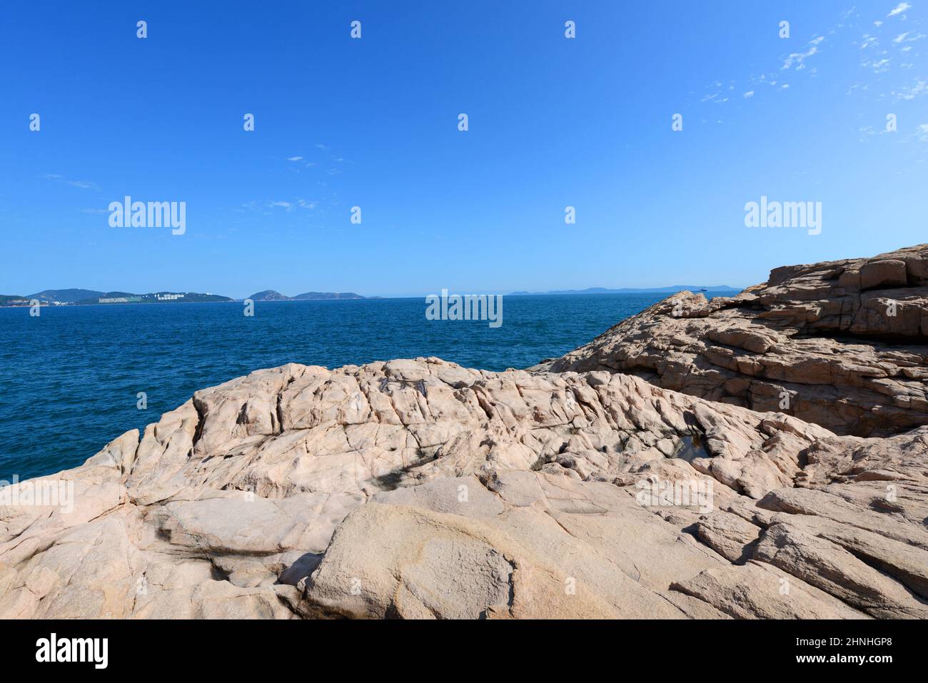 Yung Shue ha Beach a Shek Pai WAN, Isola di Lamma, Hong Kong. Foto Stock