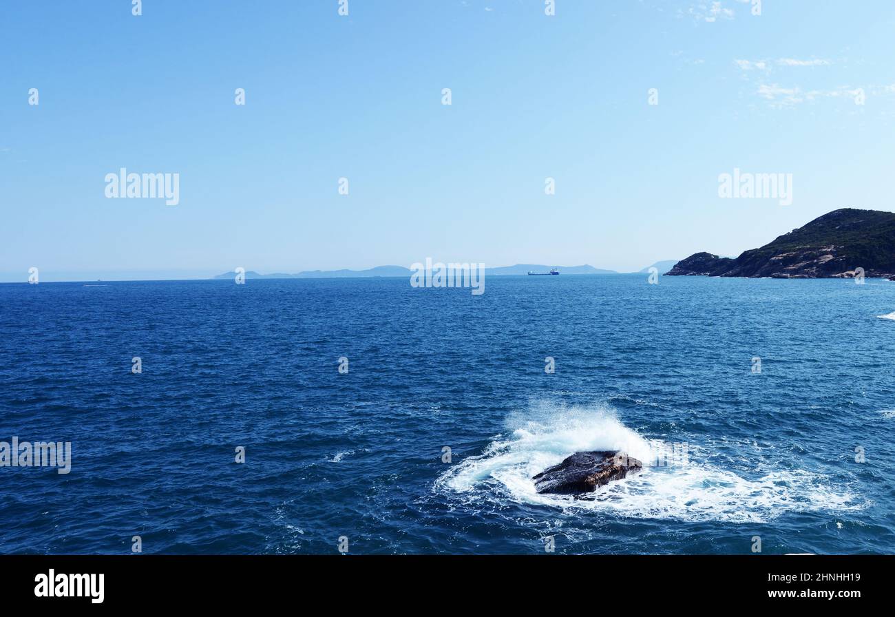 Yung Shue ha Beach a Shek Pai WAN, Isola di Lamma, Hong Kong. Foto Stock