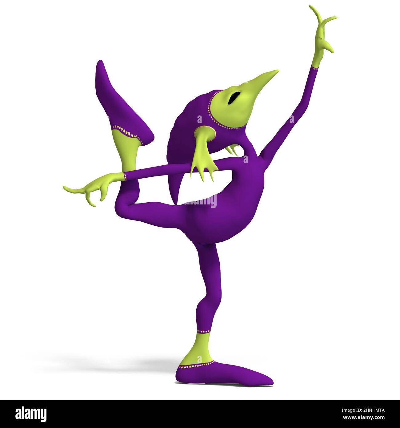 3D-illustrazione di un balletto da ballo alieno carino e divertente cartone animato Foto Stock