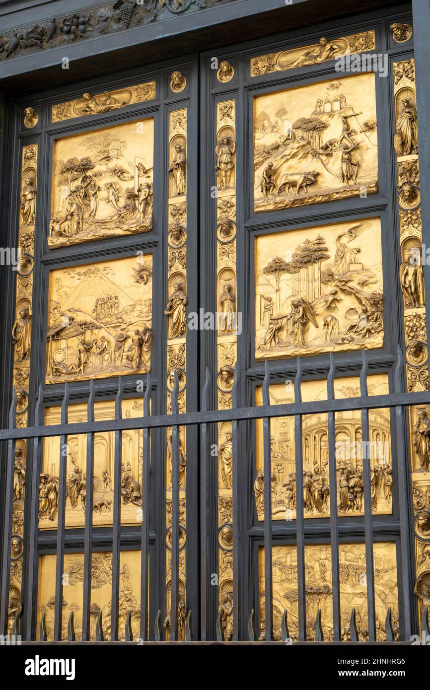 Piazza Duomo, Battistero di San Giovanni, porta del Cielo, Firenze, Toscana, Italia, Europa Foto Stock