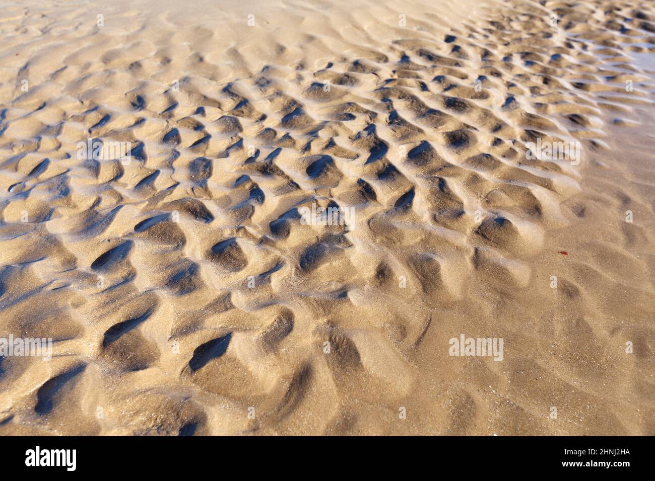 Astratto Sand Pattern alla luce mattutina della spiaggia Foto Stock