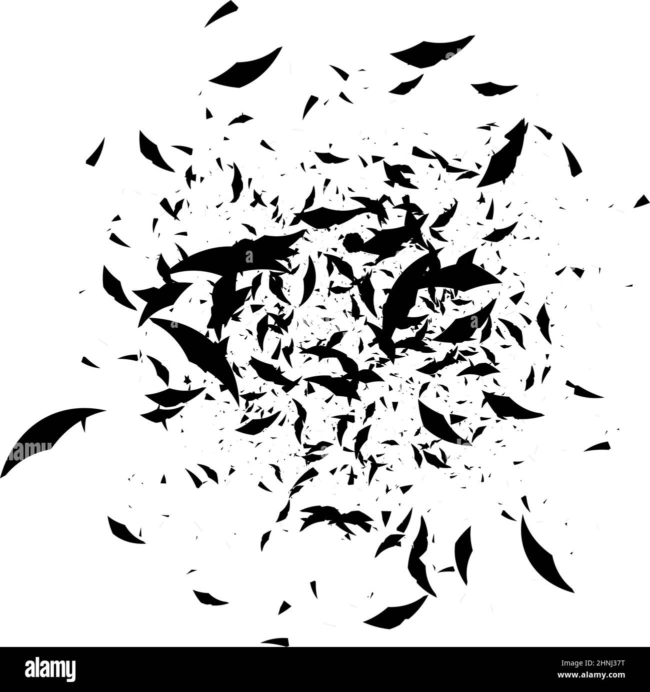 Forma casuale sparsa astratta. Esplosione, rottura del vetro, frammenti e rottura, disegno vettoriale del modello, grafica clip-art Illustrazione Vettoriale