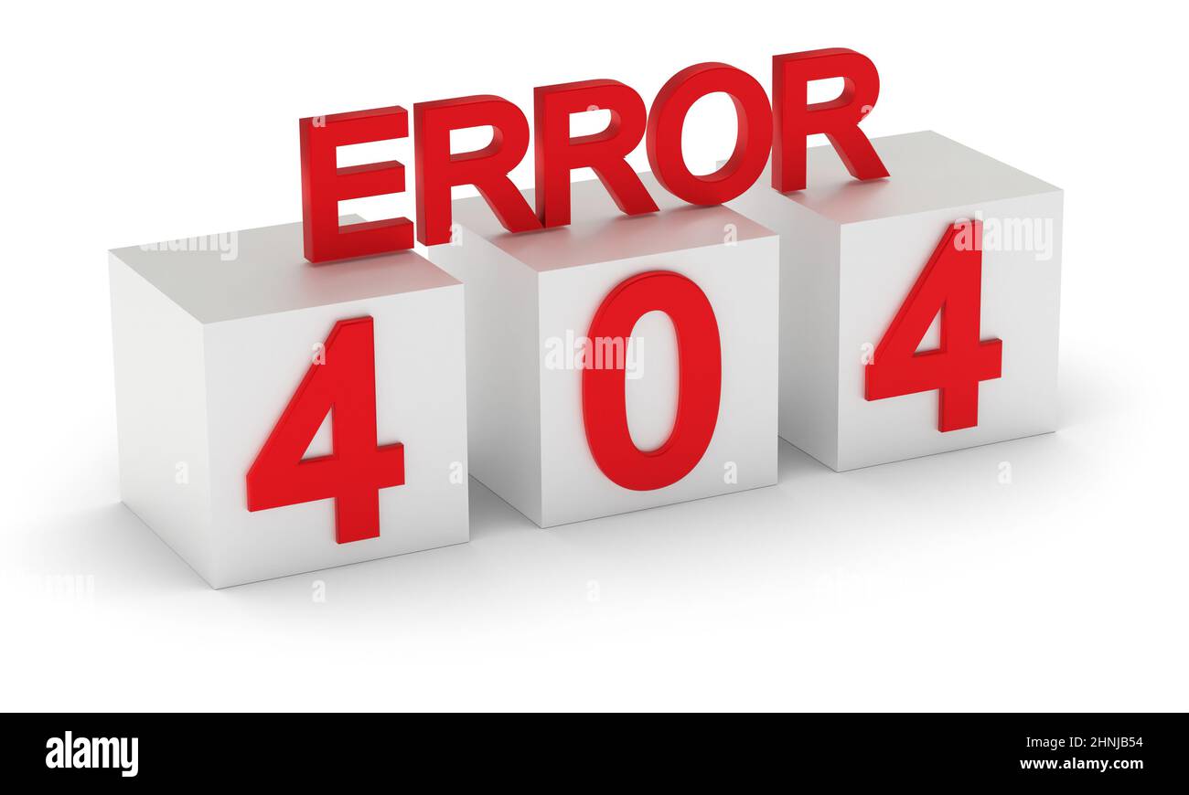 Errore 404 - pagina Web www non trovata. 3d rendering Foto Stock