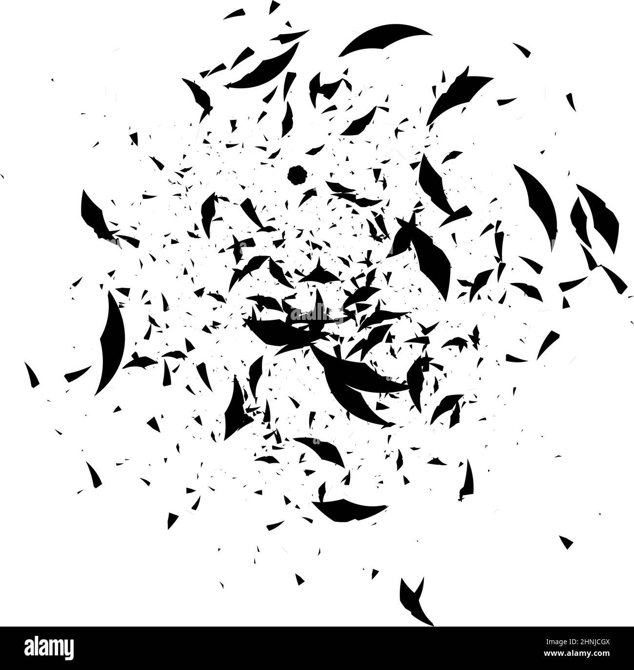 Forma casuale sparsa astratta. Esplosione, rottura del vetro, frammenti e rottura, disegno vettoriale del modello, grafica clip-art Illustrazione Vettoriale