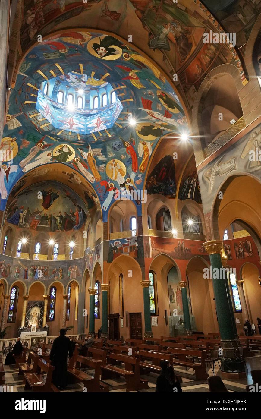 Basilica Santa Rita da Cascia, interno, Cascia, Umbria, Italia, Europa Foto Stock