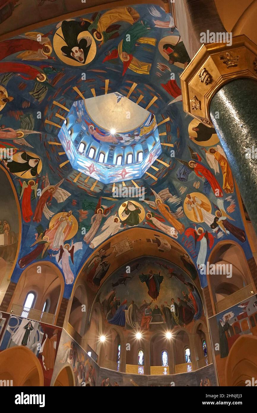 Basilica Santa Rita da Cascia, interno, Cascia, Umbria, Italia, Europa Foto Stock