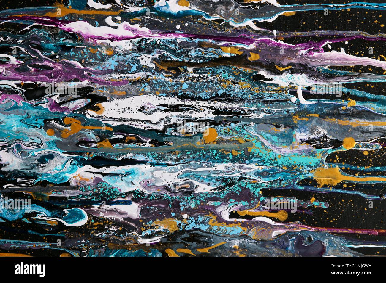 Moderna vernice acrilica liquida marmorizzata che versa texture, sfondo creativo contemporaneo Foto Stock