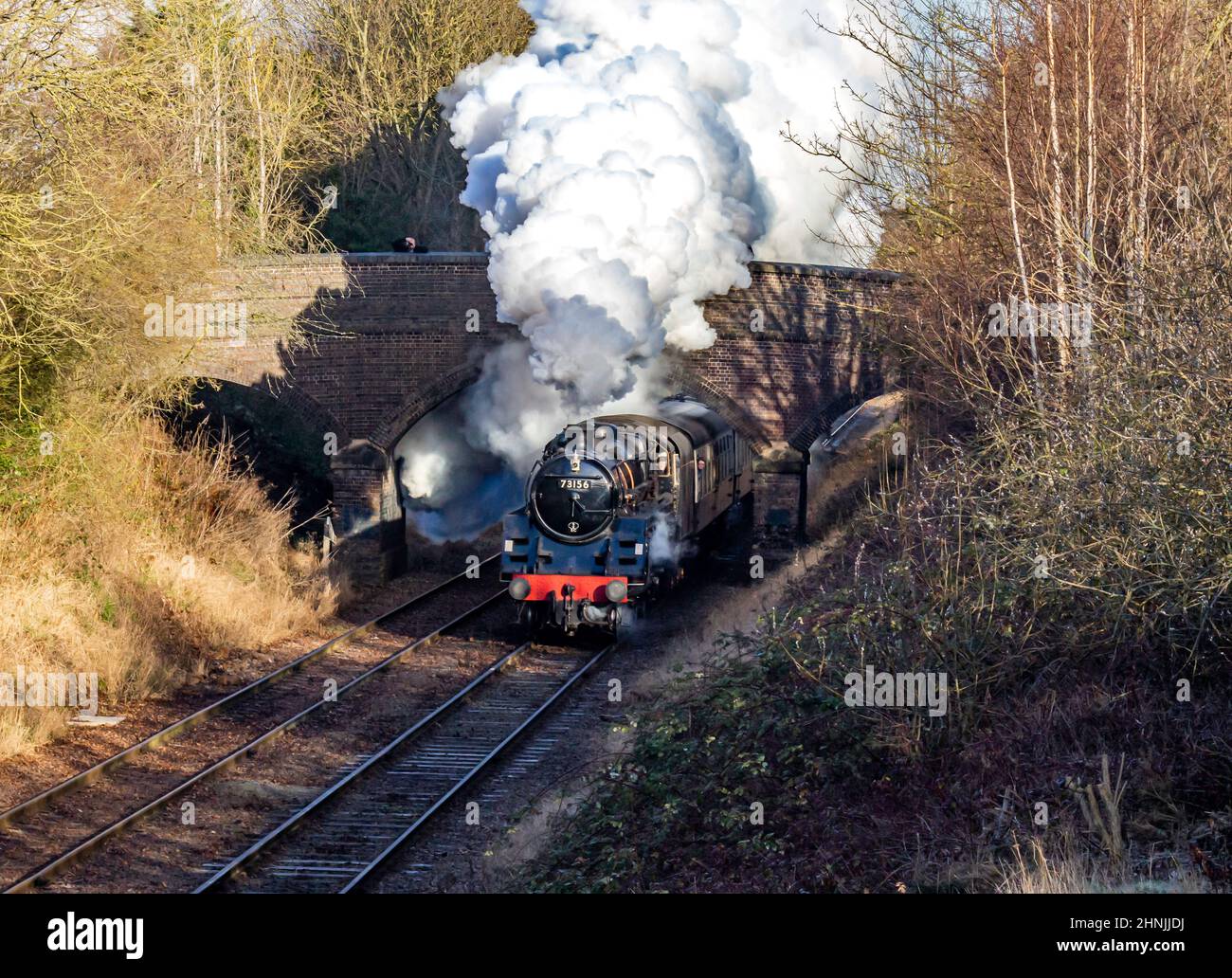 BR Classe standard 5 4-6-0 No.3156 con un treno passeggeri che si dirige a sud da loughborough verso Quorn Foto Stock