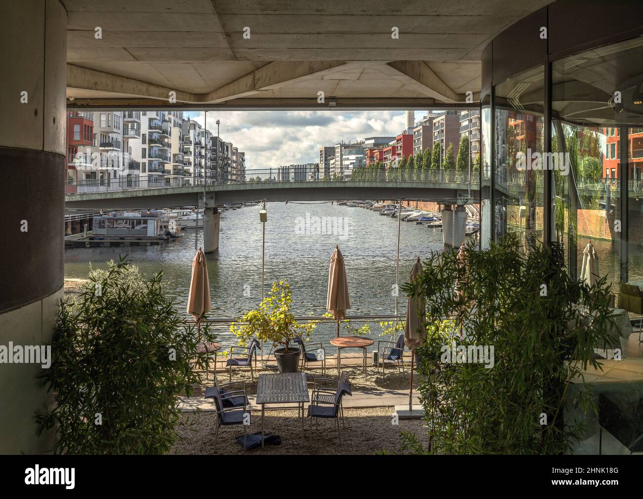 Edifici residenziali e commerciali nella zona di Westhabor, Francoforte, Germania Foto Stock