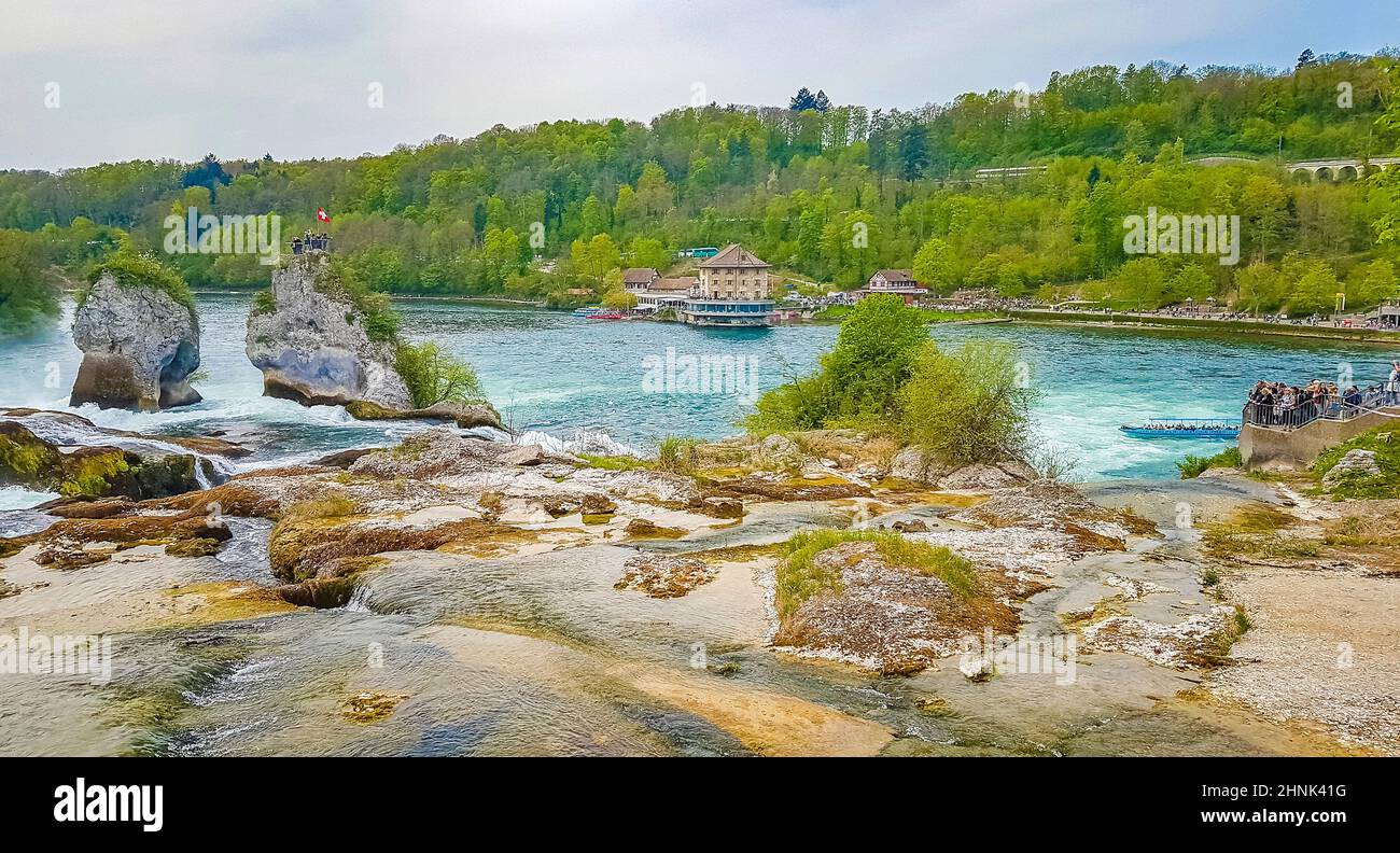 Cascate del Reno Europes più grande cascata panorama Neuhausen am Rheinfall Svizzera. Foto Stock