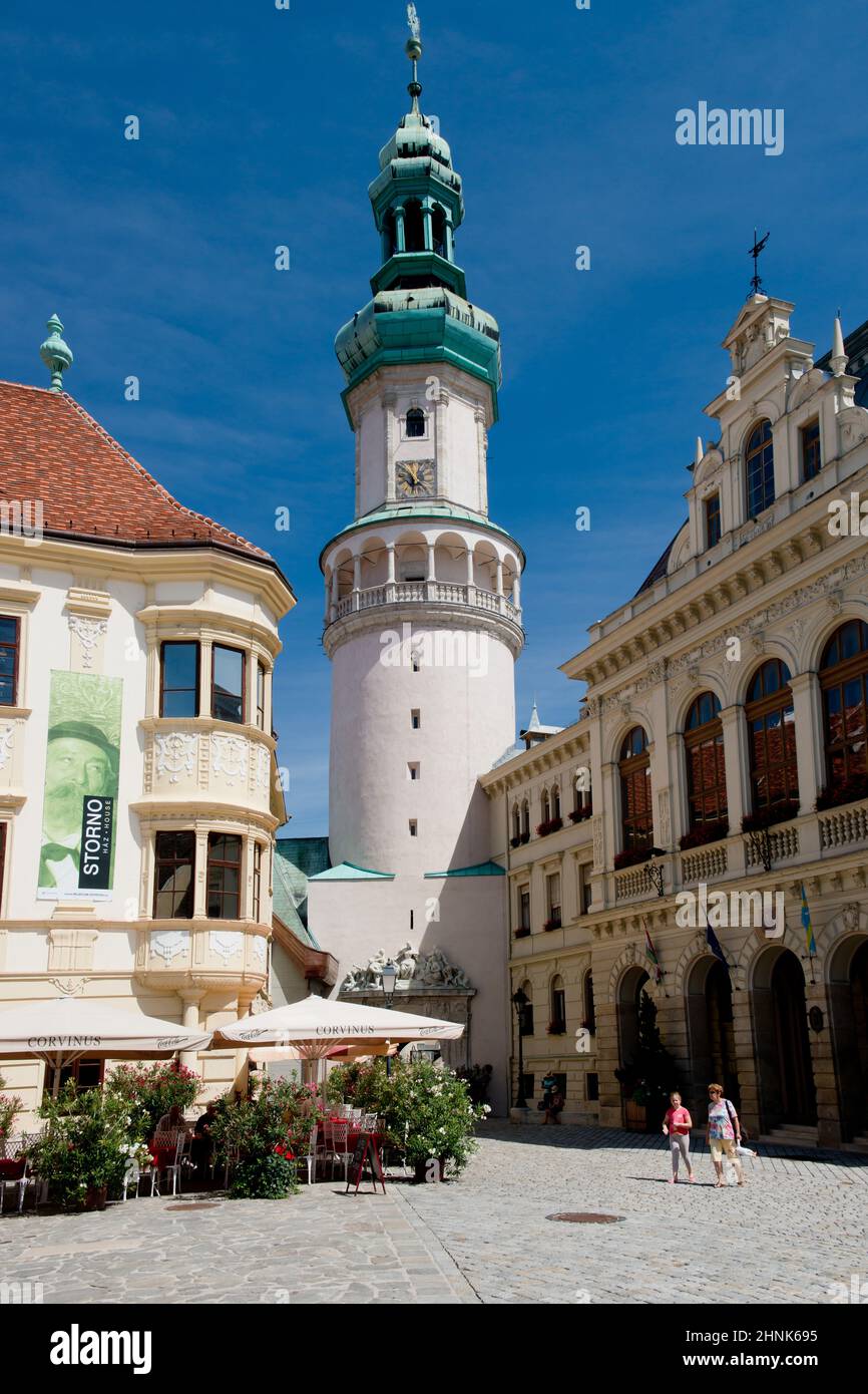 Torre dei vigili del fuoco a Sopron Foto Stock