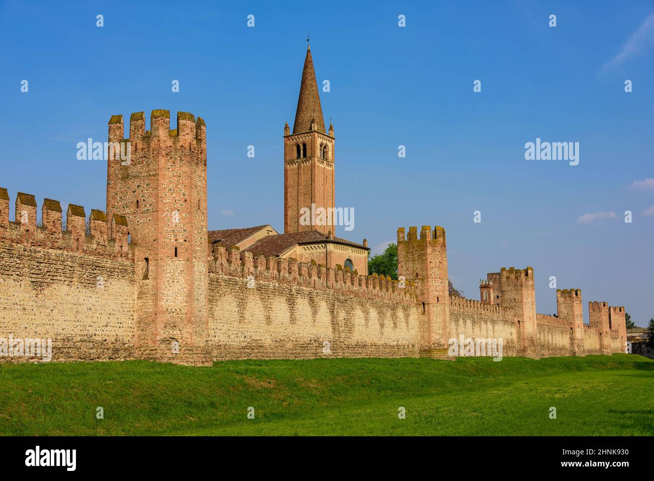Le mura della città di Montagnana Foto Stock