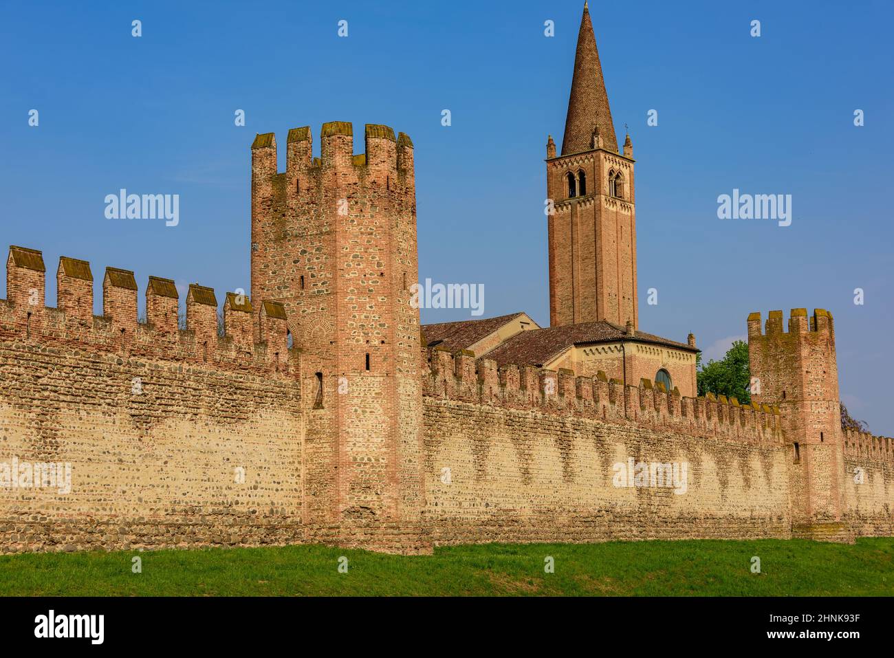 Le mura della città di Montagnana Foto Stock