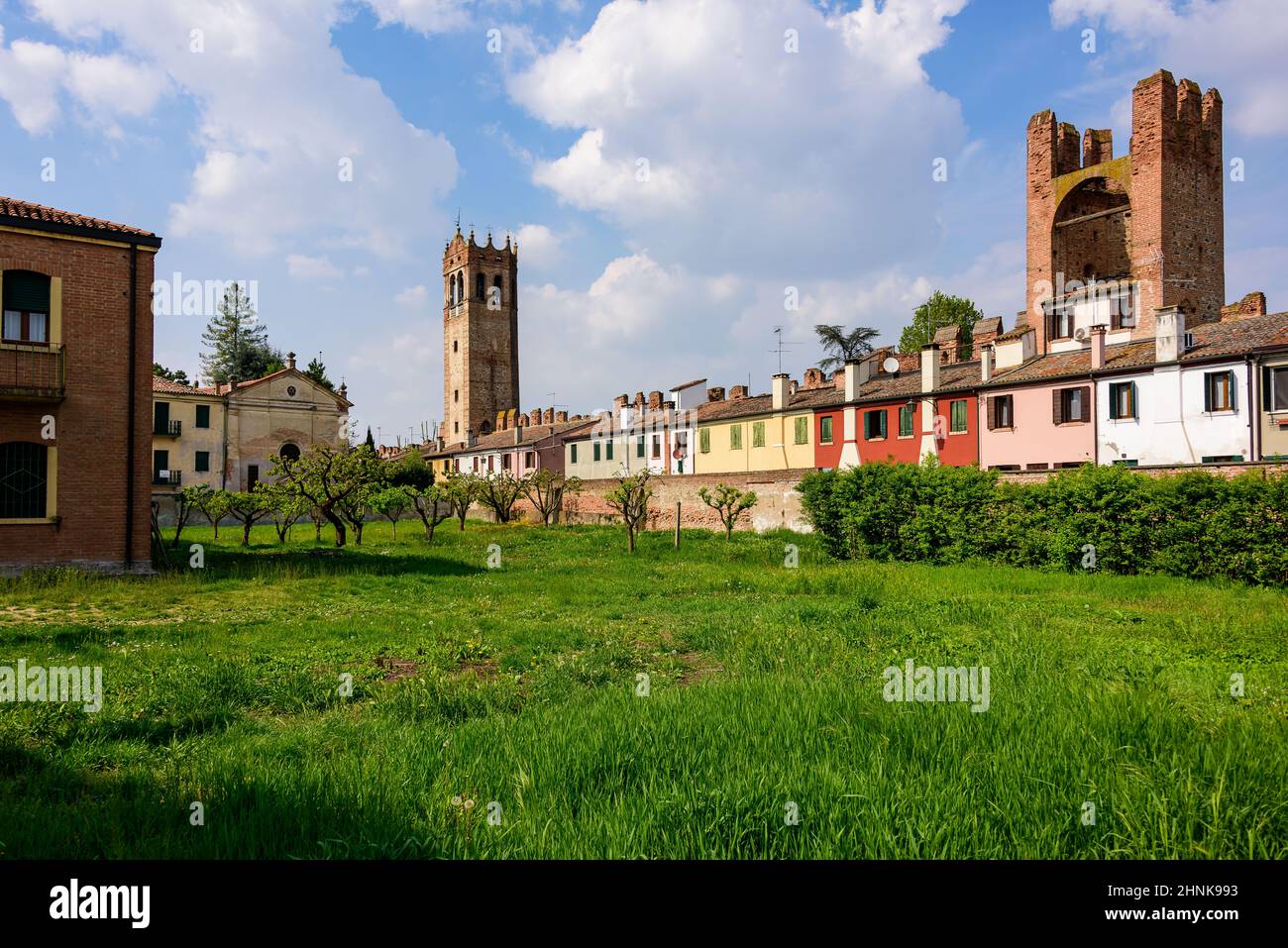 Le mura della città di Montagnana Foto Stock